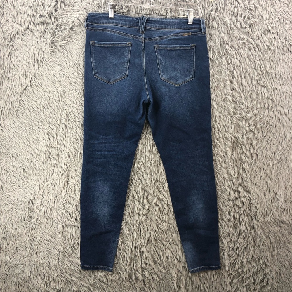 KanCan Jeans Womens Size 31 Blue Skinny Buttonfly Whiskered Dark Wash